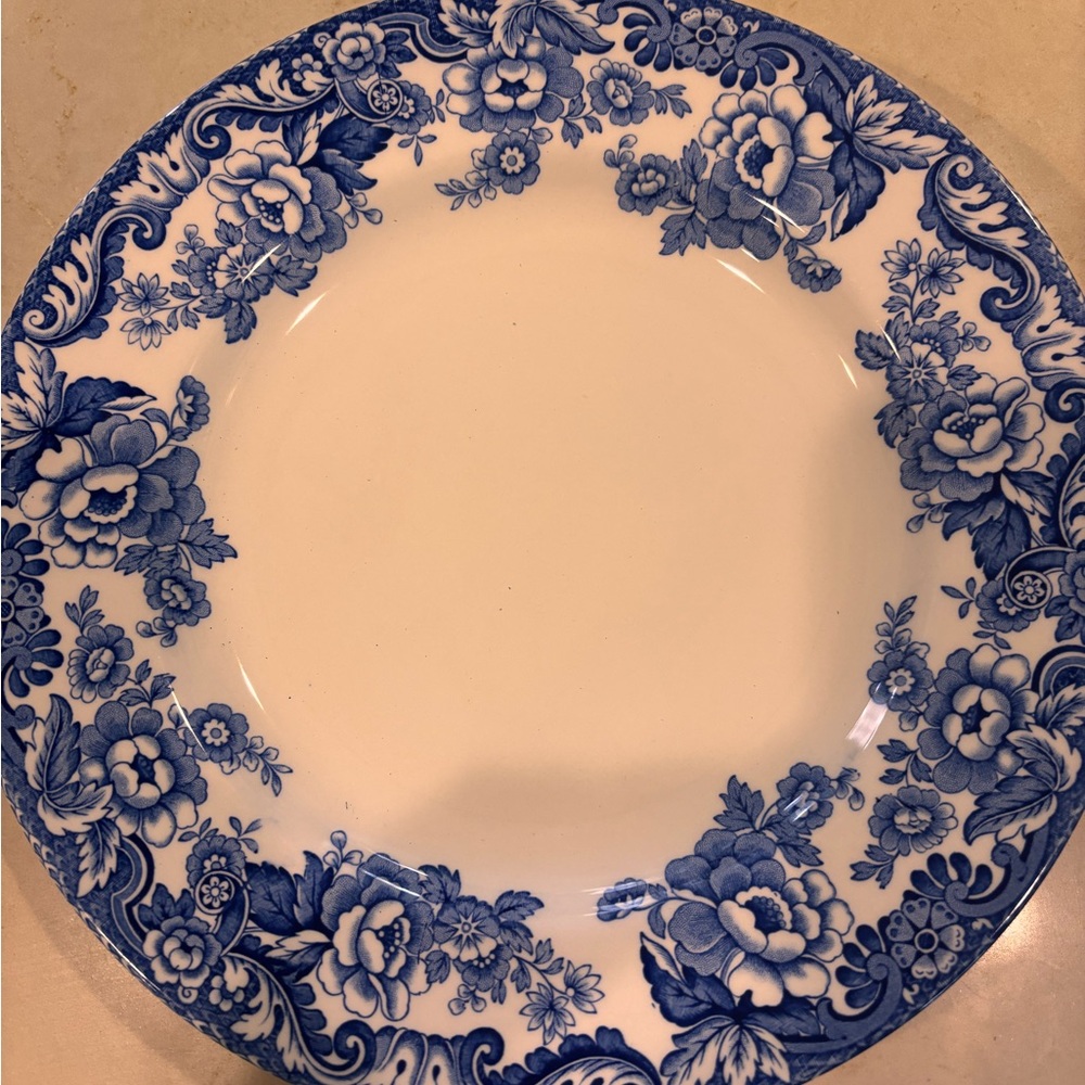 Spode Delamere Blue Floral Transferware Dinner Plate Set of 4  NEW without tag